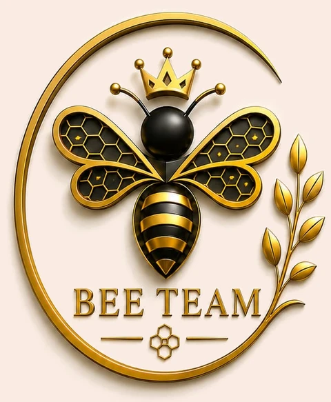 Bee Team emblem: a crowned golden bee inside a gold ring